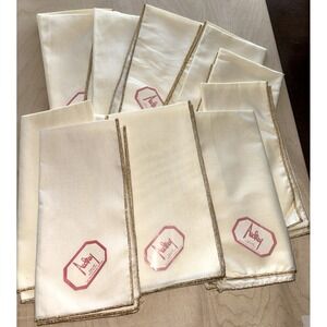 Vtg Audrey Dinner Napkins NWT LOT of 10 Gold Metallic Edging MCM Beige Dallas TX
